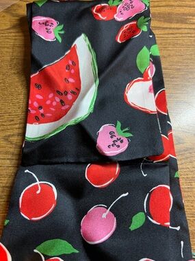 Talbots 100% Silk 66” Watermelon Apple Cherry Fruit Waist Sash Scarf Purse Scarf